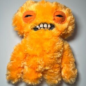 Fuggler Squidge Caps Crew Bright Orange Fluffy Plush Monster With Teeth